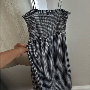 J. Crew navy blue and white gingham dress